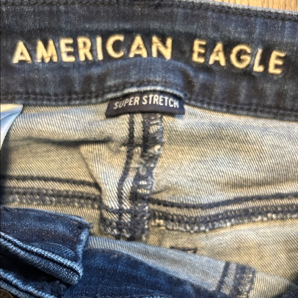 American Eagle Outfitters High-Waist Navy Denim Shorts with Button Front - Picture 2 of 4